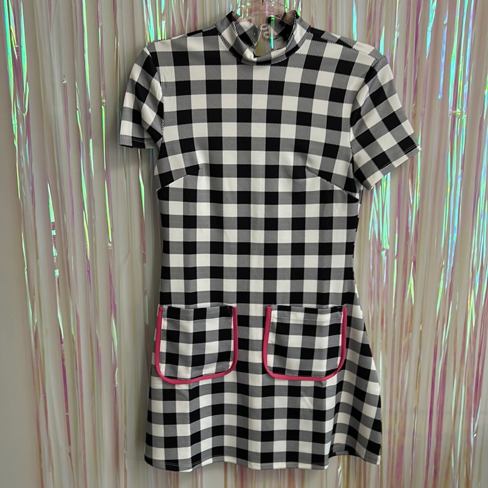 Unique Vintage, black white gingham dress, Smak Parlour, Small NWT